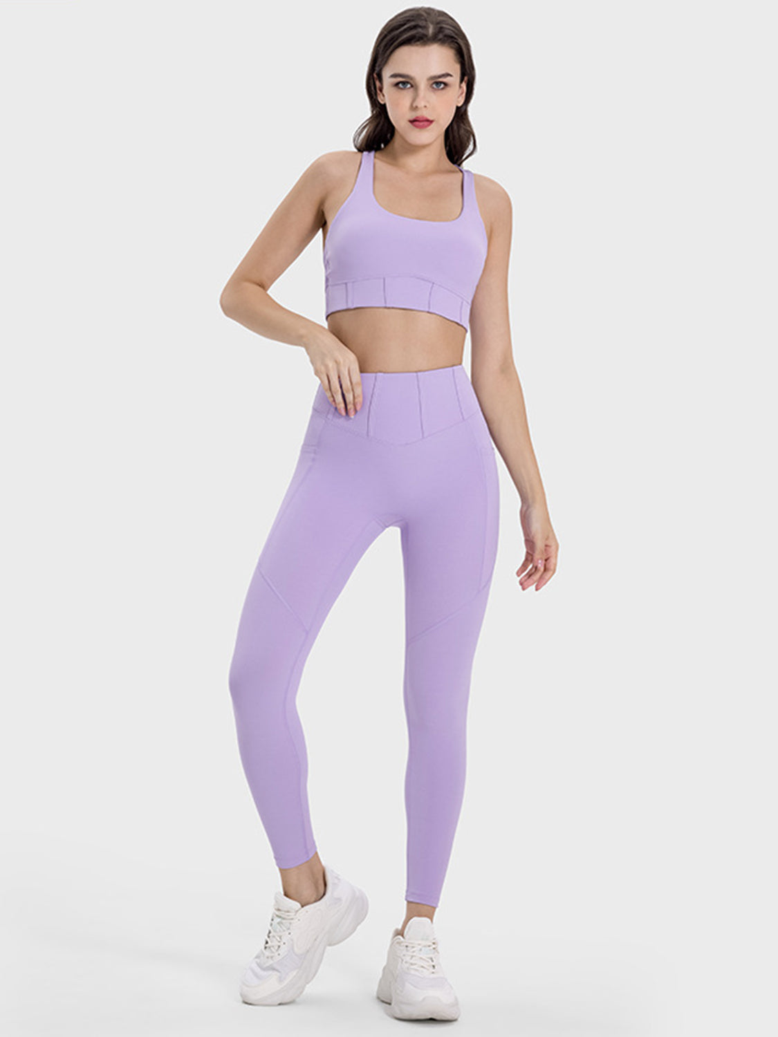 Millennia Square Neck Wide Strap Active Tank Lavender