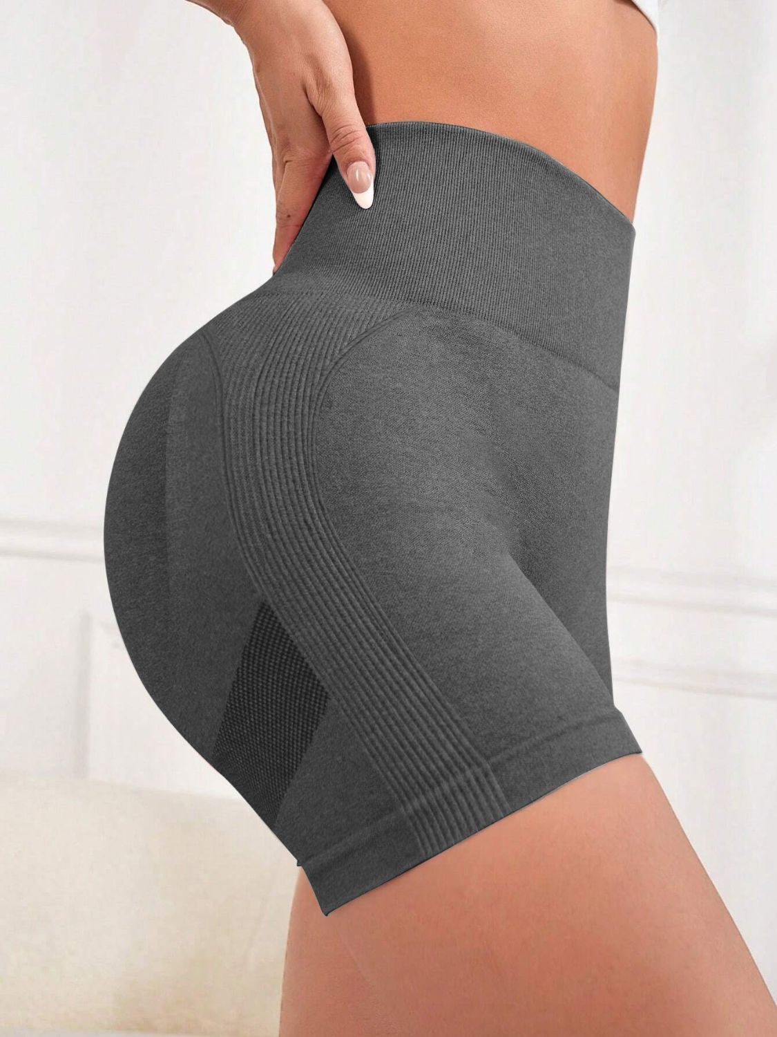 High Waist Active Shorts Dark Gray