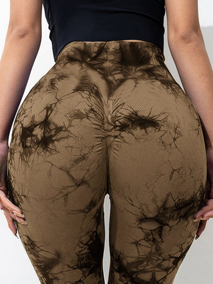 Tie-Dye High Waist Active Leggings Coffee Brown