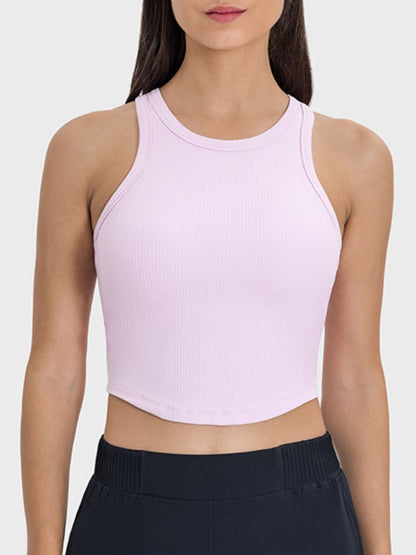 Millennia Round Neck Racerback Active Tank Blush Pink