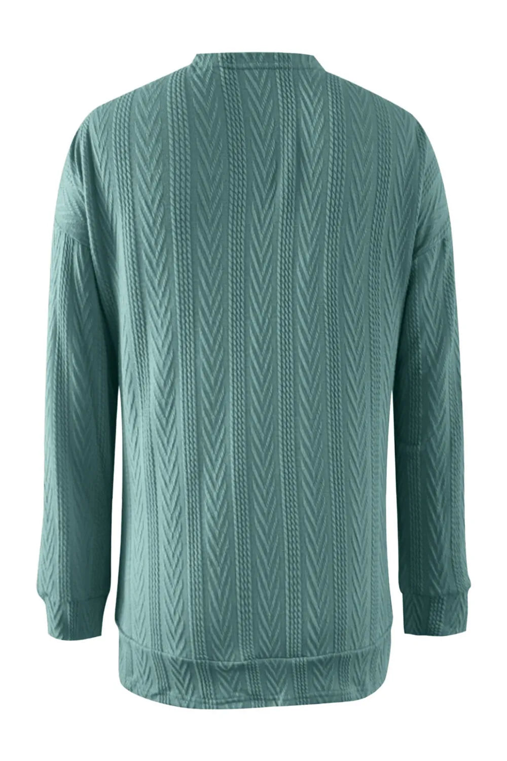 Full Size Textured Open Front Long Sleeve Cardigan Teal