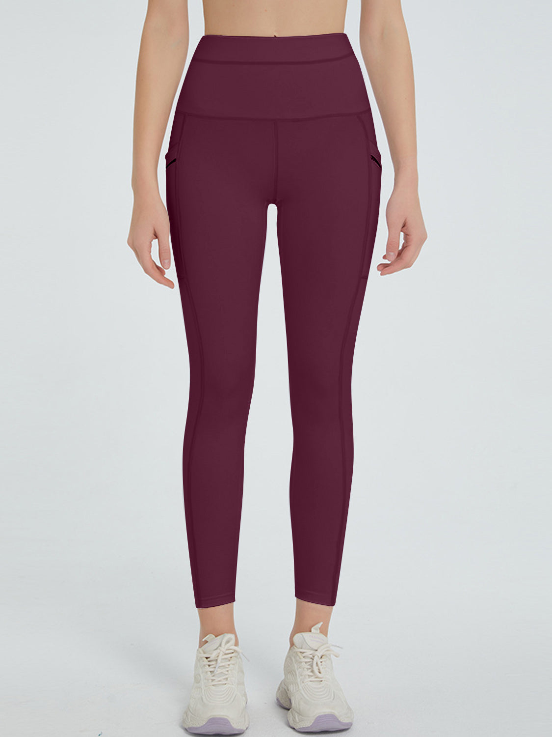 High Waist Active Leggings Burgundy