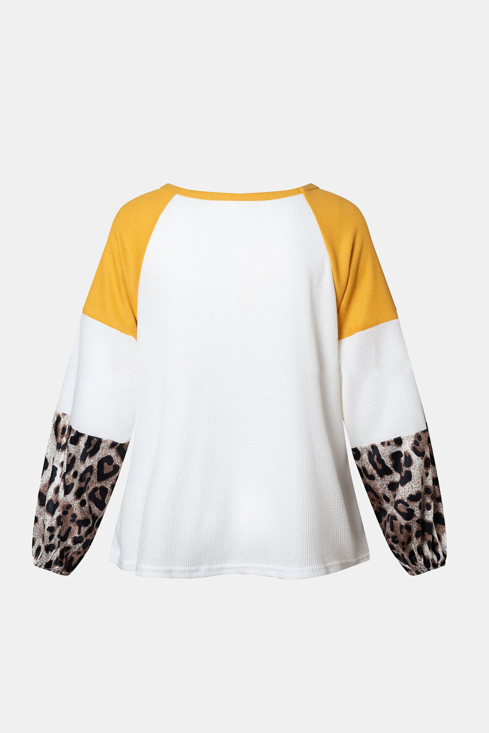 Twisted Color Block Round Neck Long Sleeve T-Shirt Mustard