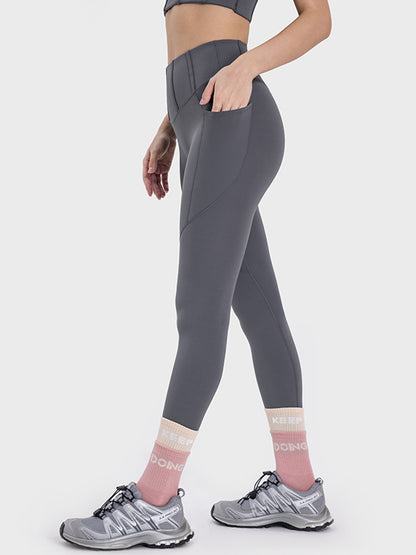 Millennia Pocketed High Waist Active Leggings Dark Gray