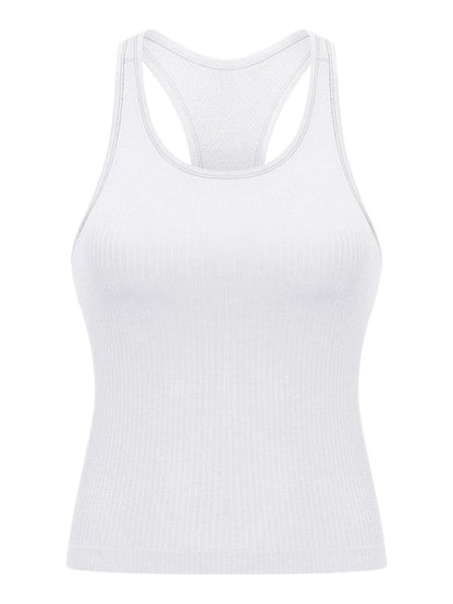 Millennia Round Neck Racerback Active Tank White