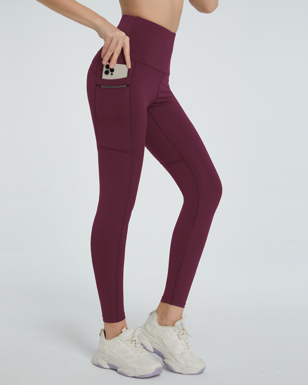 High Waist Active Leggings Burgundy