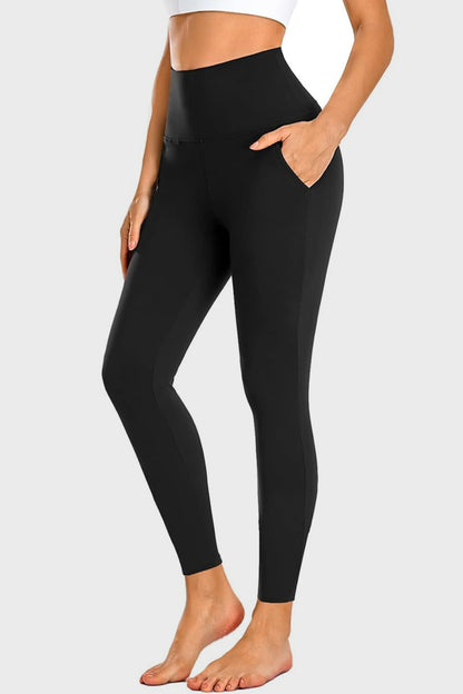 Pocketed High Waist Active Leggings Black