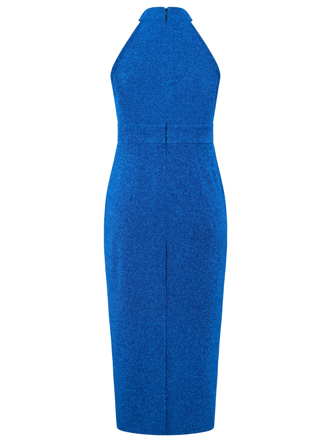 Slit Ruched Mock Neck Sleeveless Dress Royal Blue