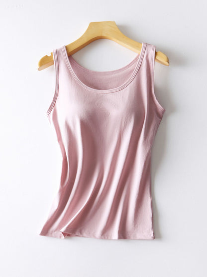 Round Neck Tank with Bra Pale Blush