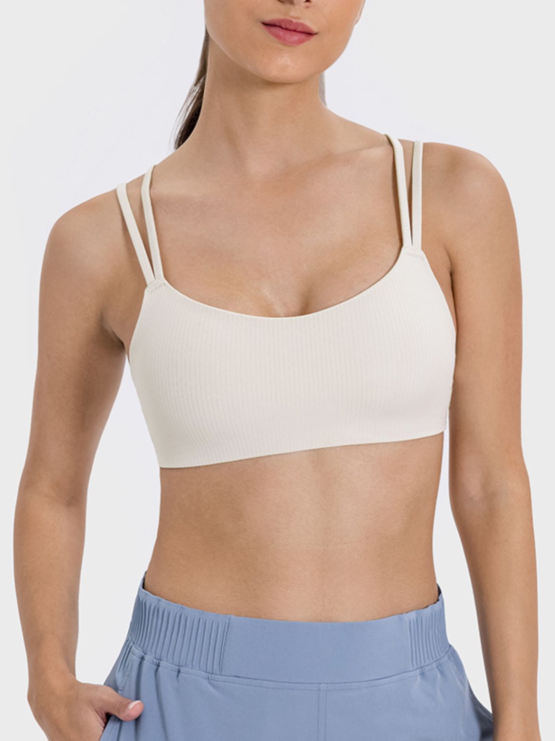 Millennia Scoop Neck Double Strap Active Cami Beige