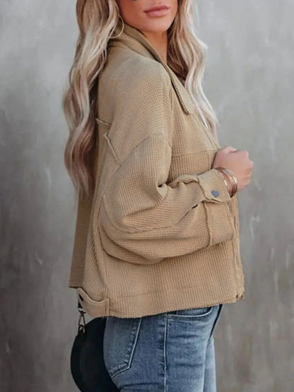 Button Up Long Sleeve Jacket Camel