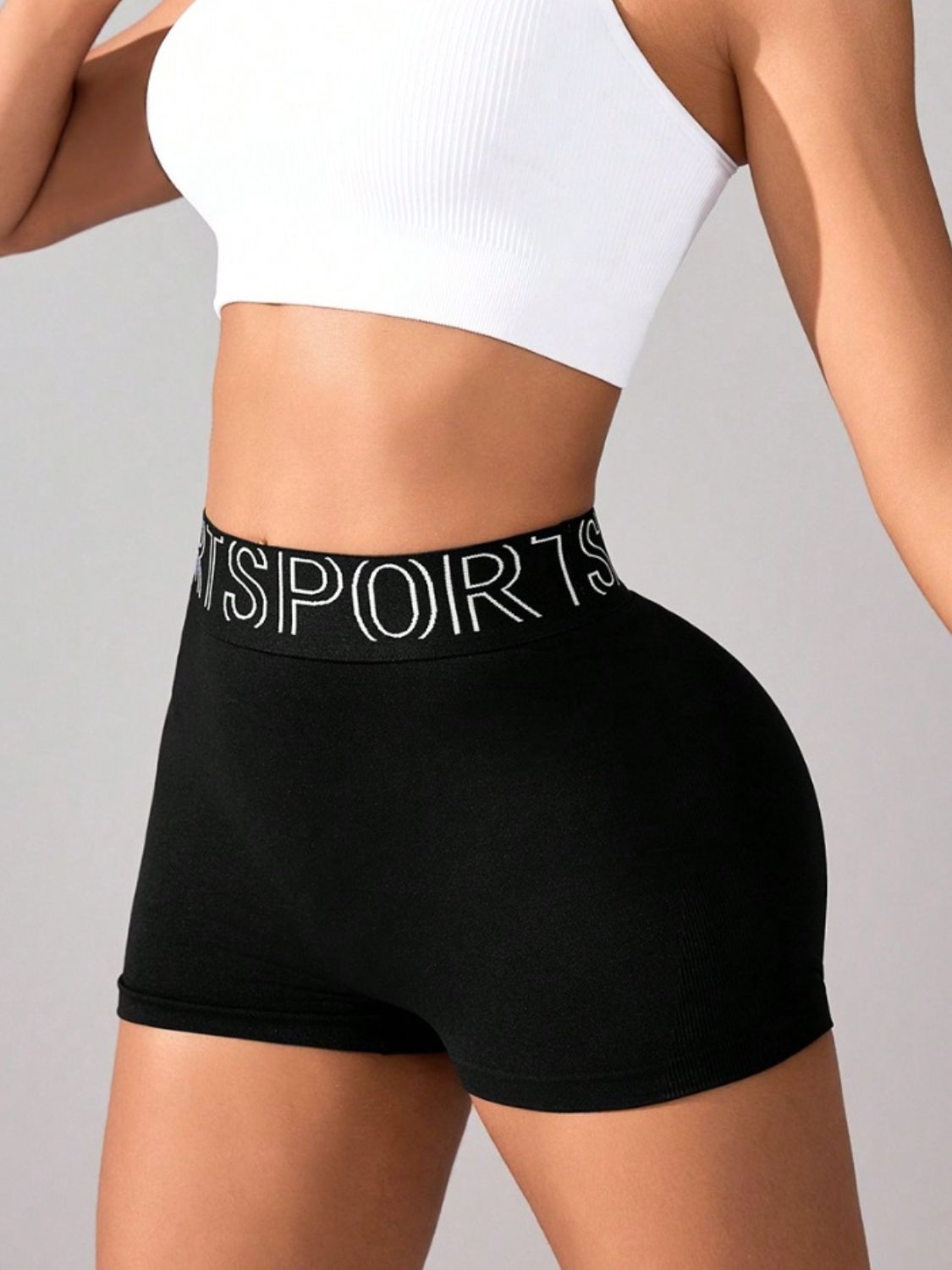 High Waist Active Shorts Black