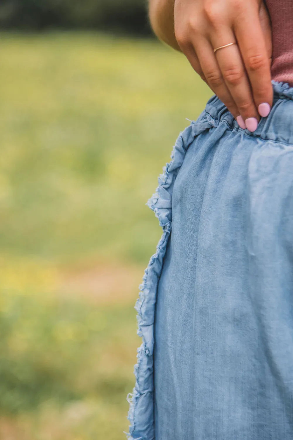 Raw Hem Wide Leg Jeans Light