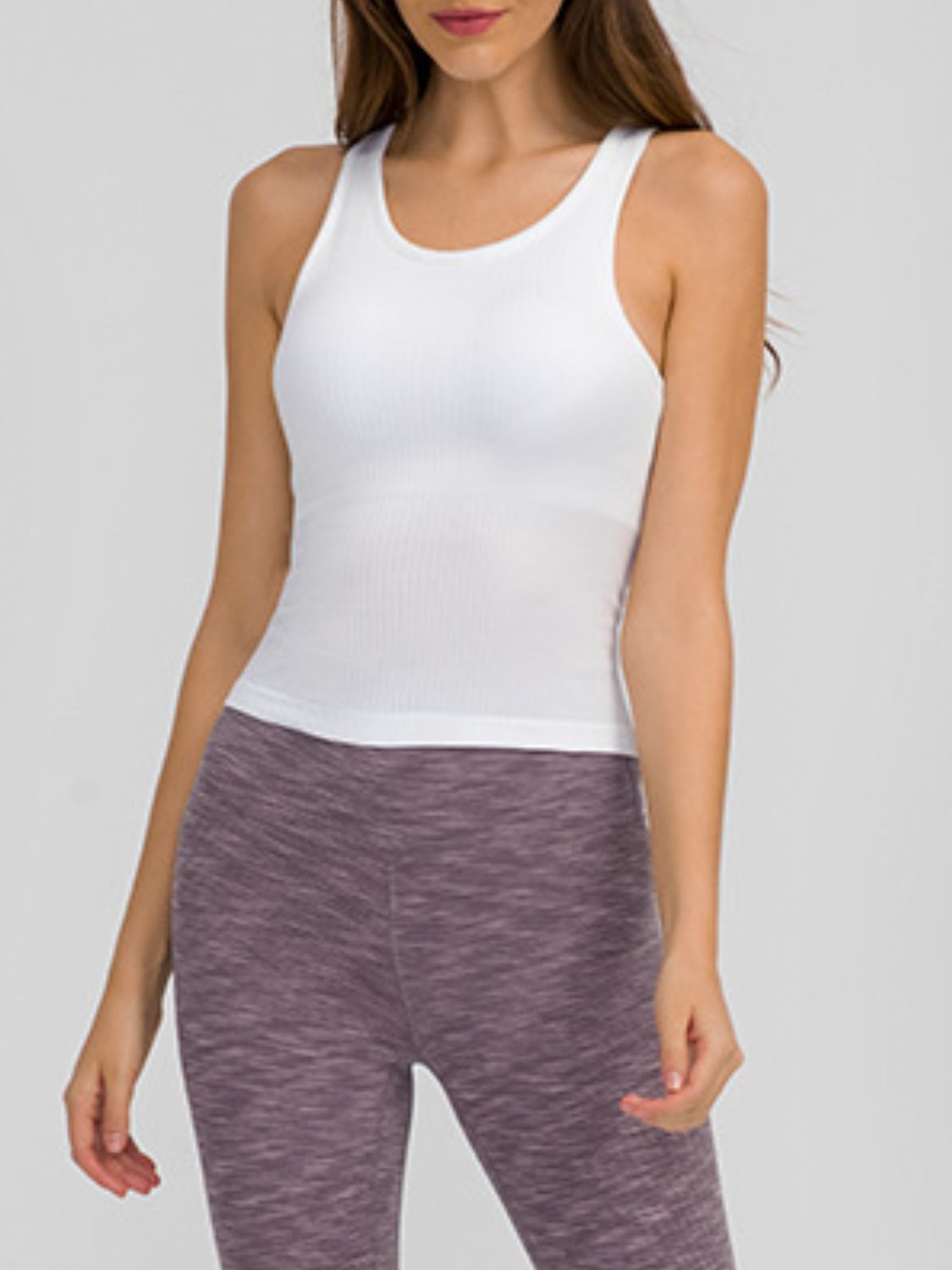 Millennia Round Neck Racerback Active Tank White