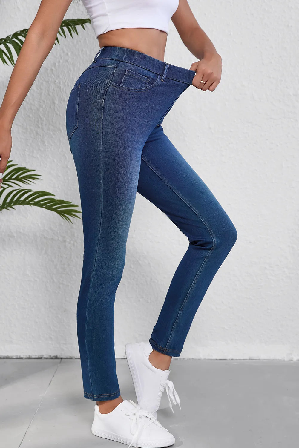 High Waist Skinny Jeans with Pockets Medium