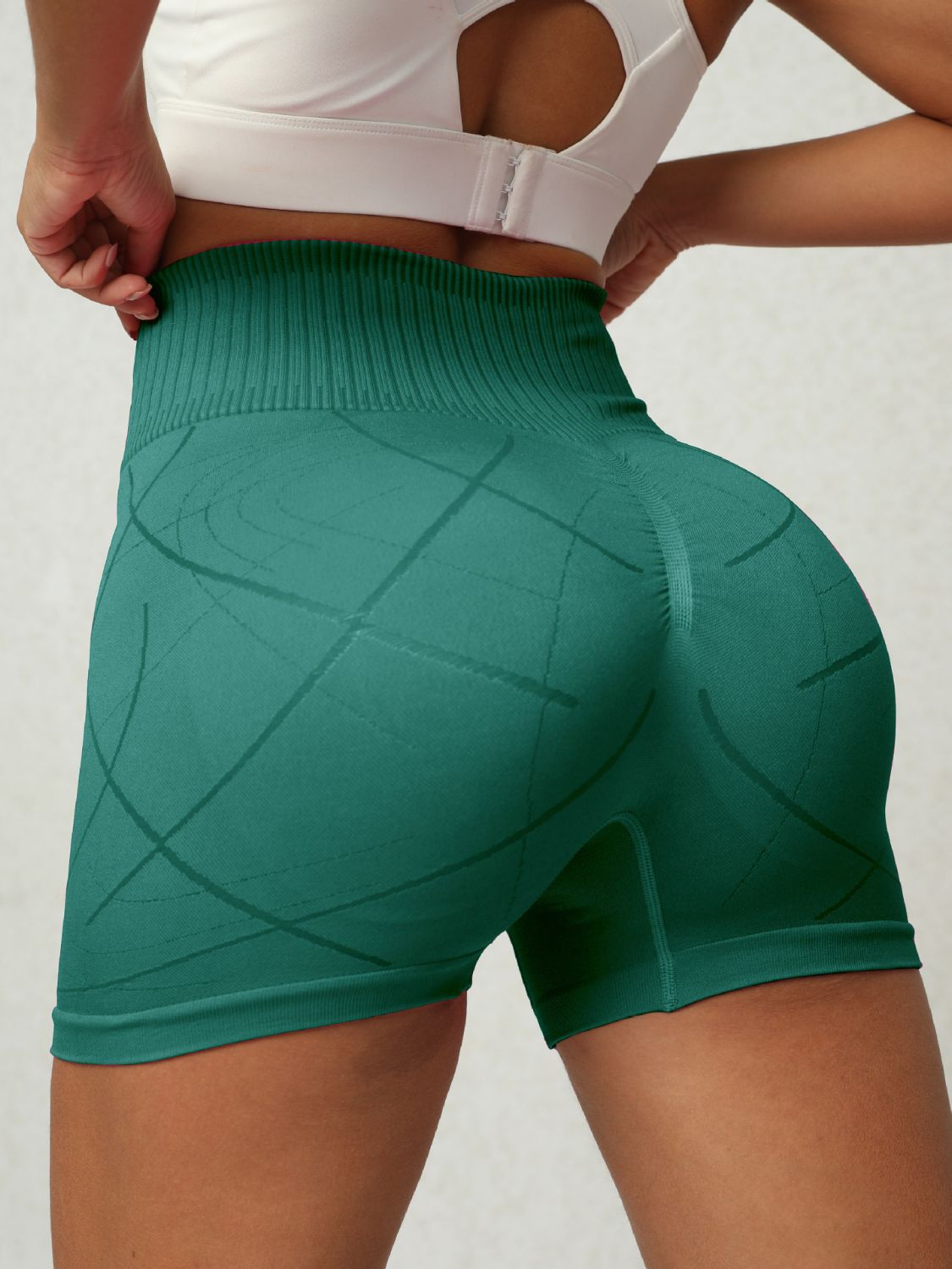 High Waist Active Shorts Teal