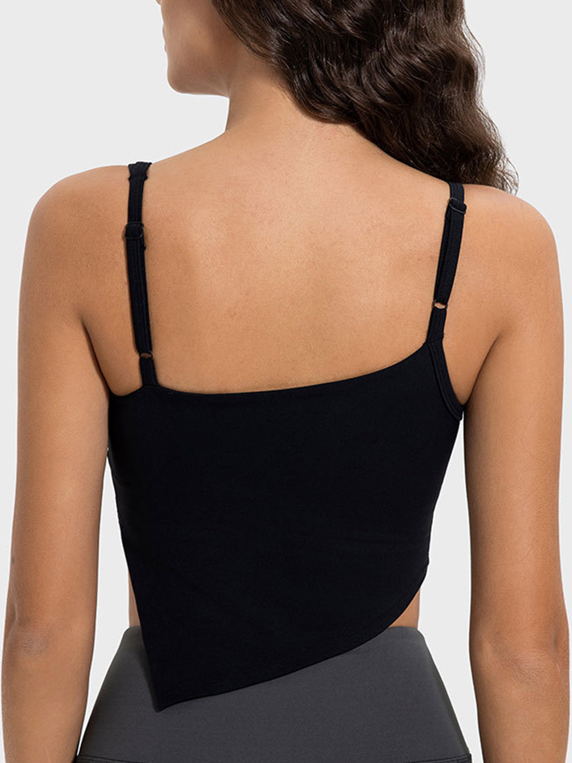 Millennia Slit Asymmetrical Neck Active Cami Black