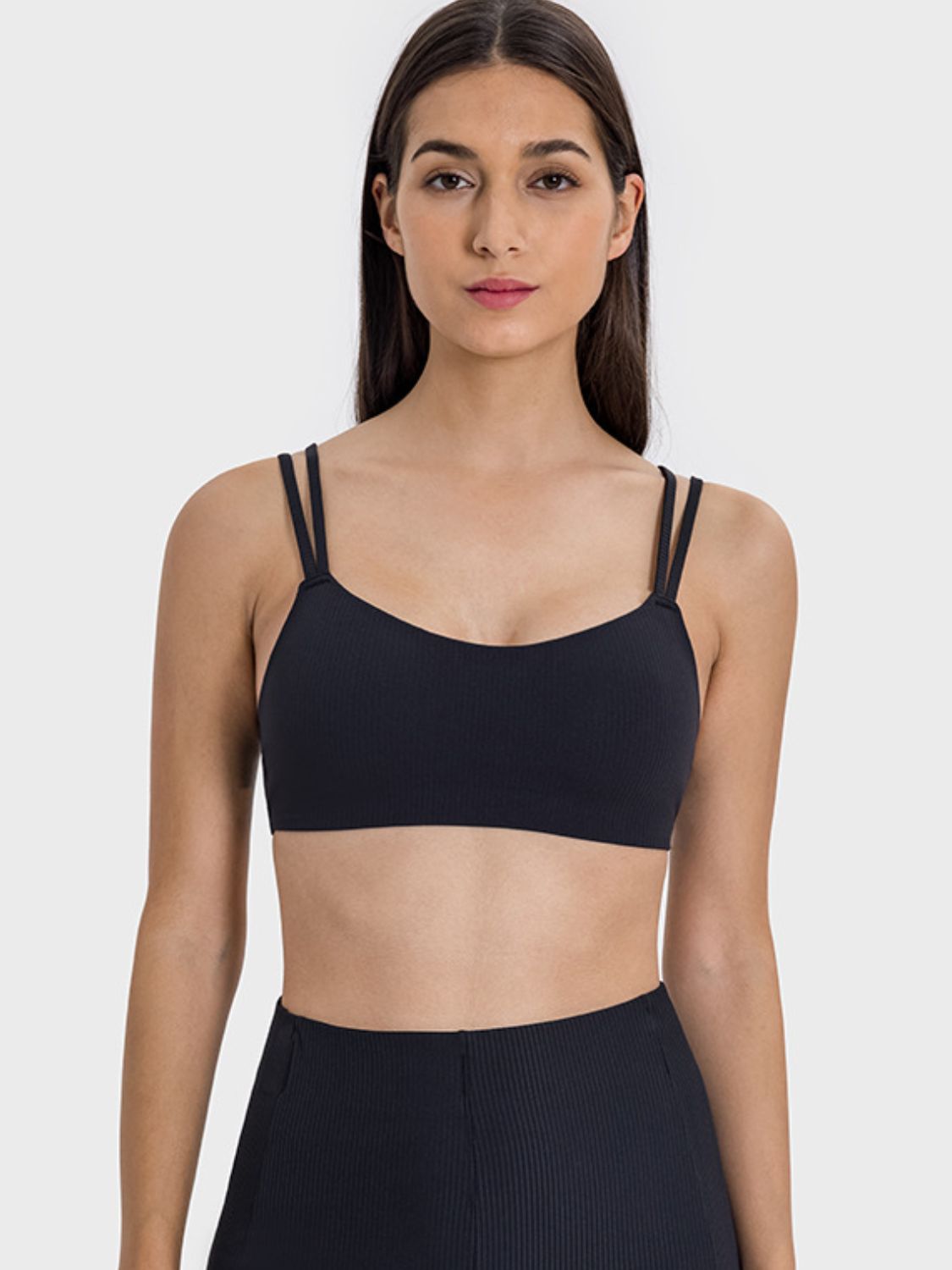 Millennia Scoop Neck Double Strap Active Cami Black