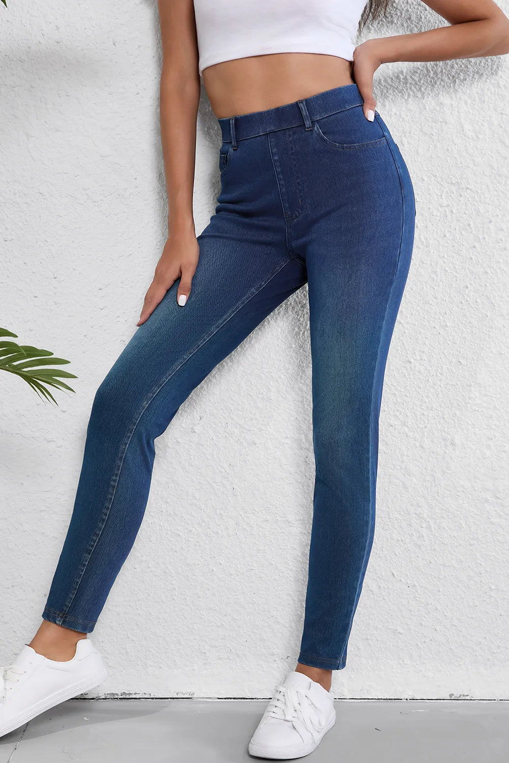 High Waist Skinny Jeans with Pockets Medium