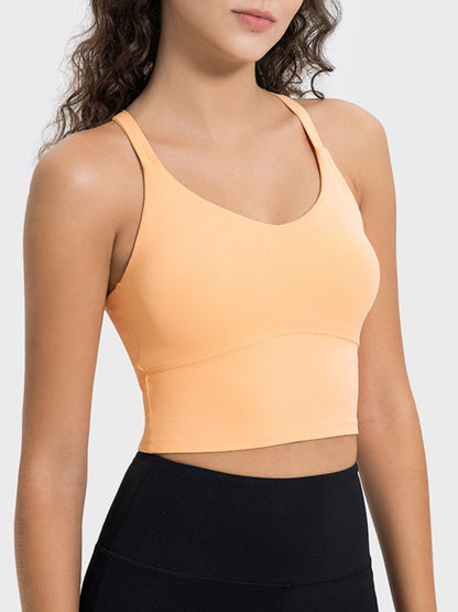 Millennia Crisscross Round Neck Active Tank Sherbet