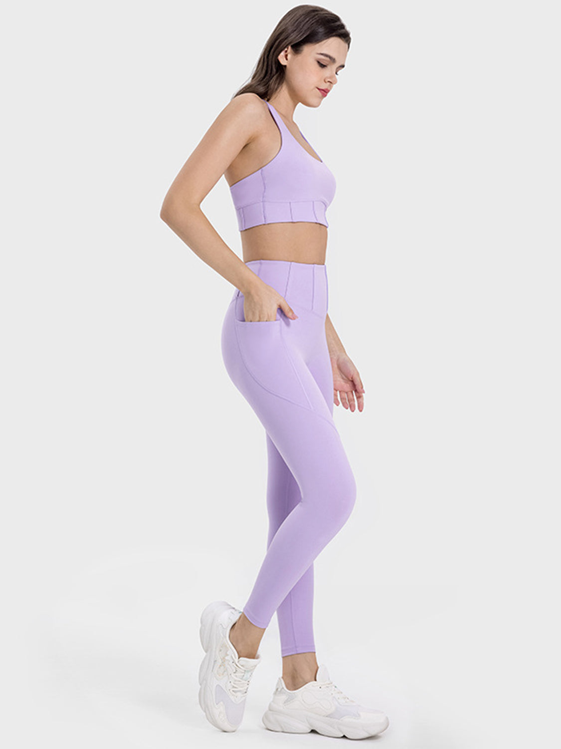 Millennia Pocketed High Waist Active Leggings Lavender