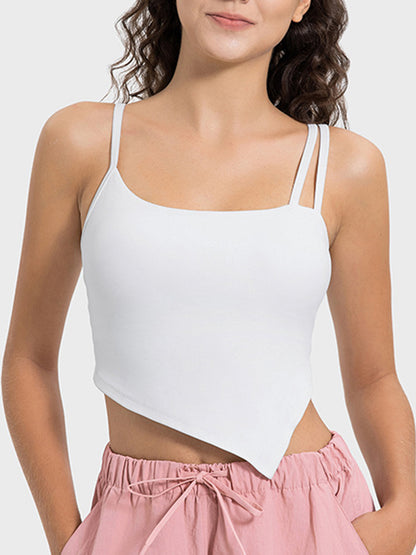 Millennia Slit Asymmetrical Neck Active Cami White