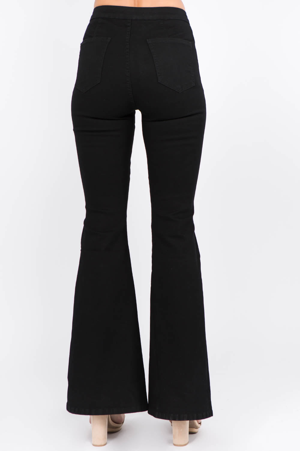 American Bazi Side Slit Flare Jeans Black