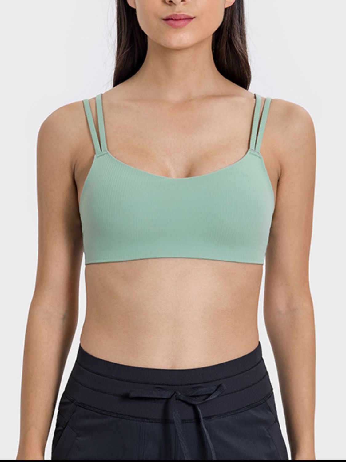 Millennia Scoop Neck Double Strap Active Cami Gum Leaf