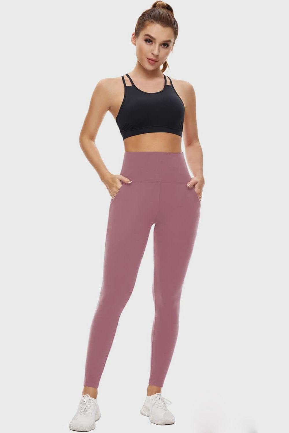 Pocketed High Waist Active Leggings Lilac