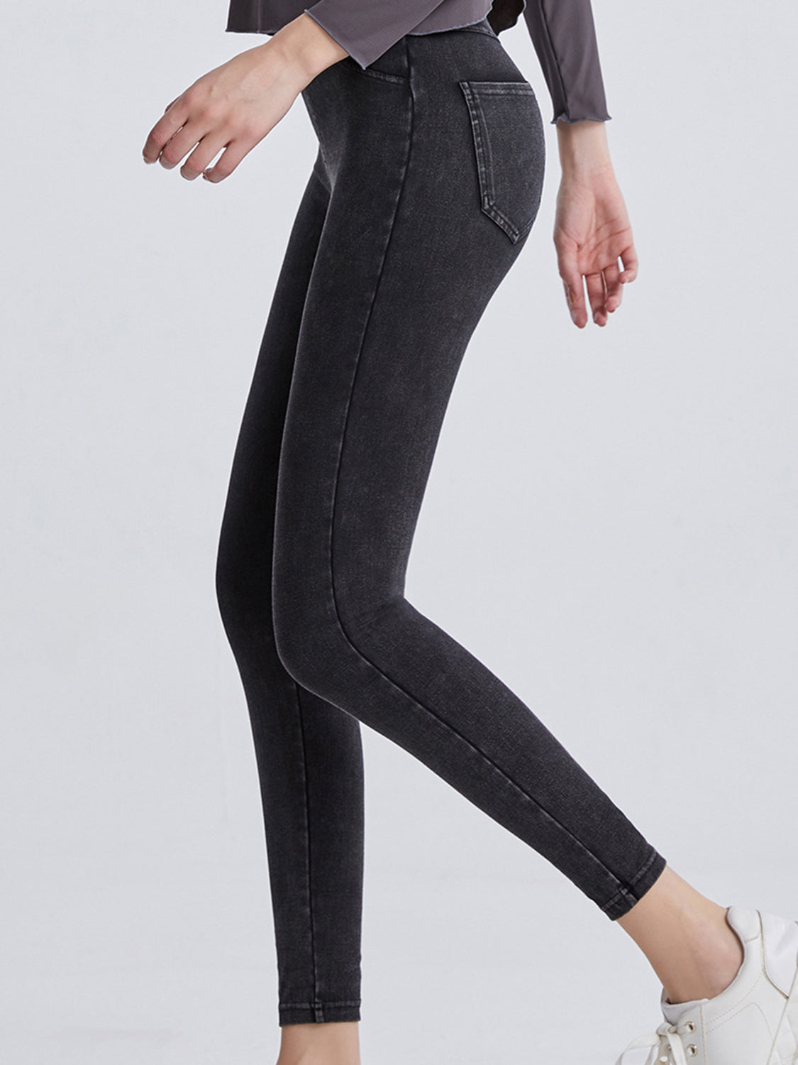 Wide Waistband Sports Leggings Charcoal