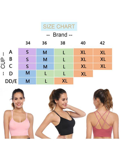 3 Pack Women's Sports Bra Padded Crisscross Yoga Bra Seamless Medium-Impact Fitness Activewear Black+white+rose pink