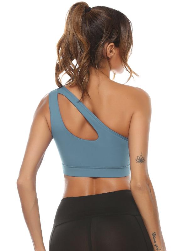 One-Shoulder Bra Beautiful Back Shockproof Running Sports Royal blue