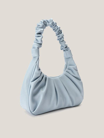 Underarm bag women's cloud pleat bag baguette one shoulder Messenger Blue F