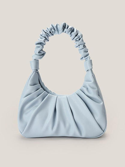 Underarm bag women's cloud pleat bag baguette one shoulder Messenger Blue F