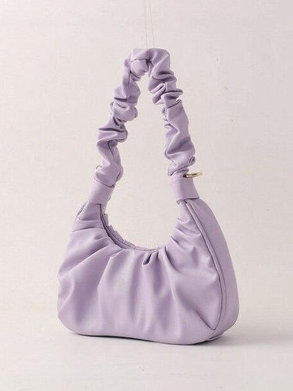 Underarm bag women's cloud pleat bag baguette one shoulder Messenger Purple F