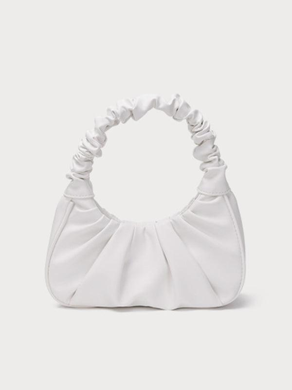 Underarm bag women's cloud pleat bag baguette one shoulder Messenger White F