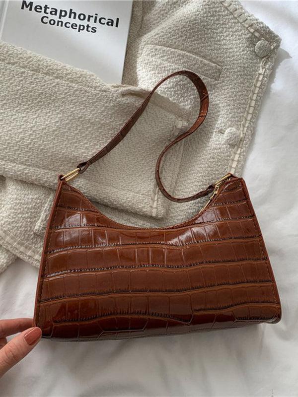 New fashion embossed hand bag temperament stone pattern shoulder bag Brown F