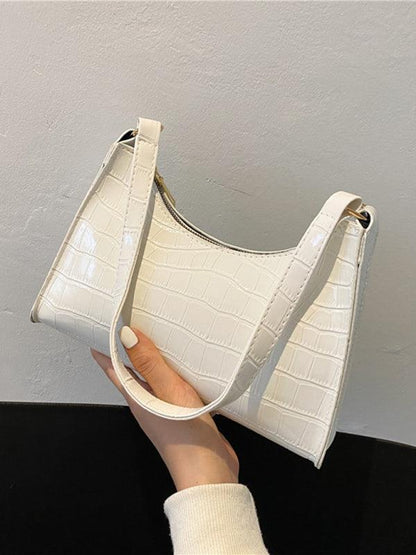 New fashion embossed hand bag temperament stone pattern shoulder bag White F