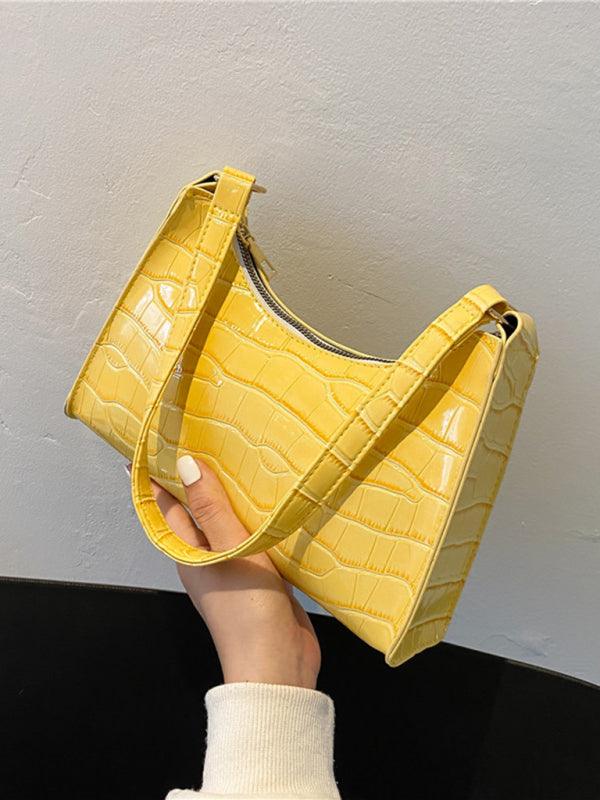 New fashion embossed hand bag temperament stone pattern shoulder bag Yellow F