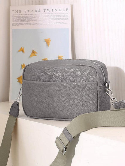 Solid color PU messenger bag women's small bag ladies shoulder bag small square bag Khaki F