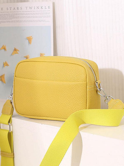 Solid color PU messenger bag women's small bag ladies shoulder bag small square bag Yellow F