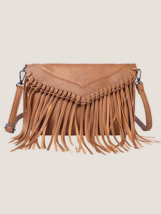 New Envelope Tassel Bag Ladies Shoulder Messenger Bag Brown F