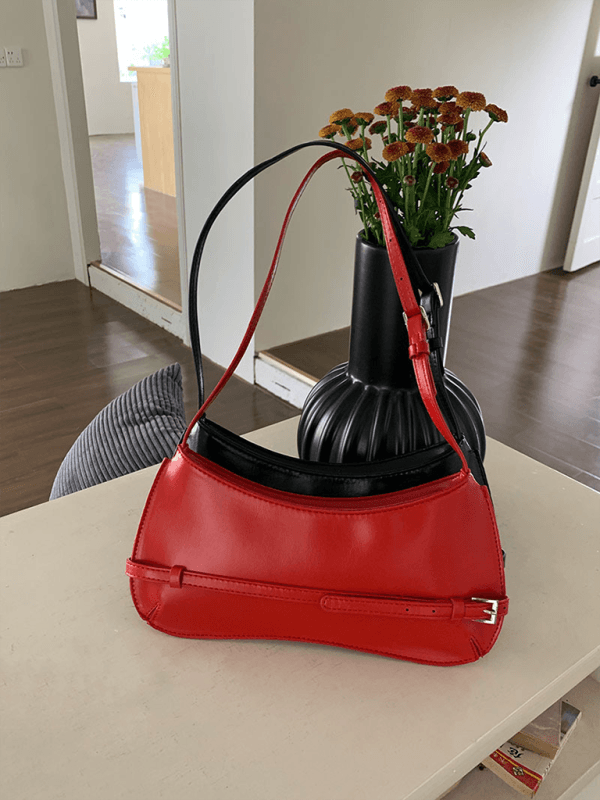 Fashion shoulder bag retro baguette bag Red FREESIZE