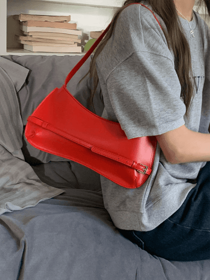 Fashion shoulder bag retro baguette bag Red FREESIZE