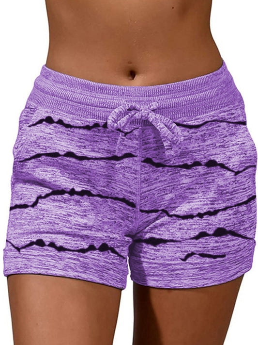 Ladies Casual Fashion Waist Stretch Shorts Purple