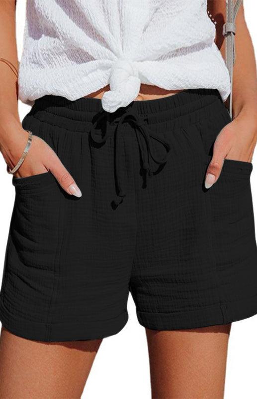 Women's High Waisted Strappy Wide Leg Shorts Black