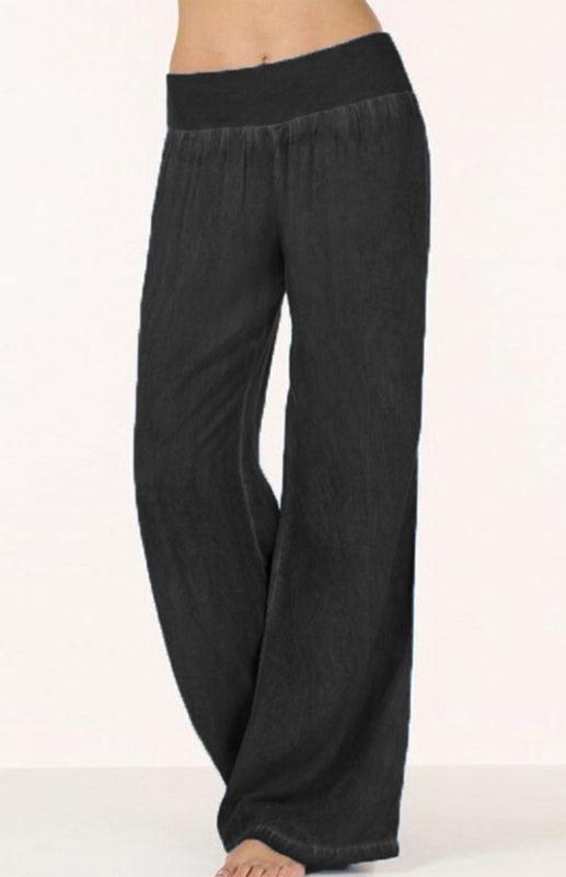 Women's Thin Denim Wide-Legged Pants Pants Black