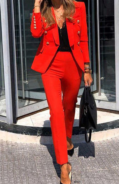 New Solid Color Fashion Two-Piece Suit Black