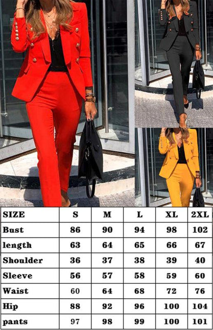 New Solid Color Fashion Two-Piece Suit Yellow