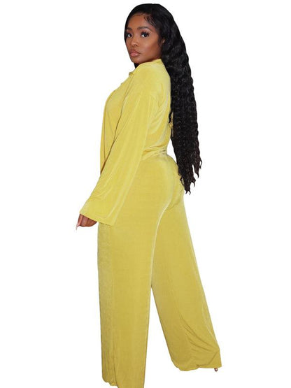 Women's fashionable casual velvet warm suit Yellow